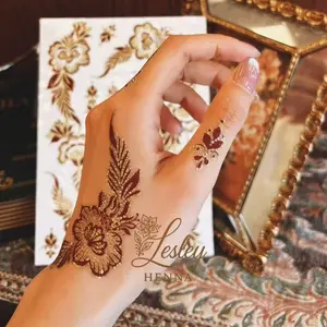 Burgundy Sexy Floral Tribal Toe & Hand Temporary Tattoo Stickers, Temporary Fake Tattoos, Waterproof Flower Tattoos for Women, Wedding Party Tattoo Kit