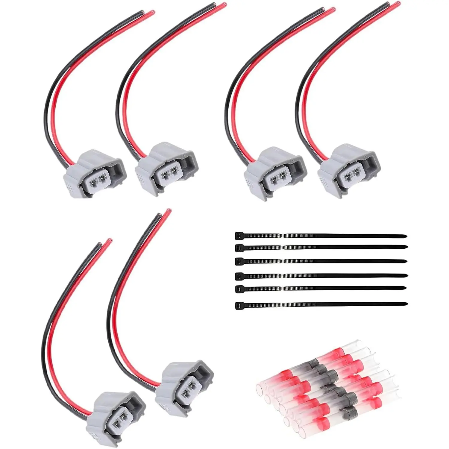 6 PCS Fuel Injector Wiring Harness Connector Pigtails Replacement Set - DIY Wiring Parts for Toyota Camry, Avalon, Corolla, Celica, Highlander, Matrix, Prius, RAV4, Sienna, Venza (Hobbyist Supplies for Tacoma Projects)