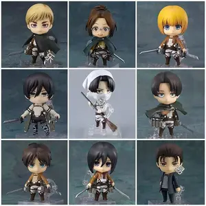 Anime Q Version Figure Attack On Titan 1123 #   Hange Zoe 2000 #   Eren Jaeger Mikasa Ackerman Action Model Desktop Doll Ornament Gift