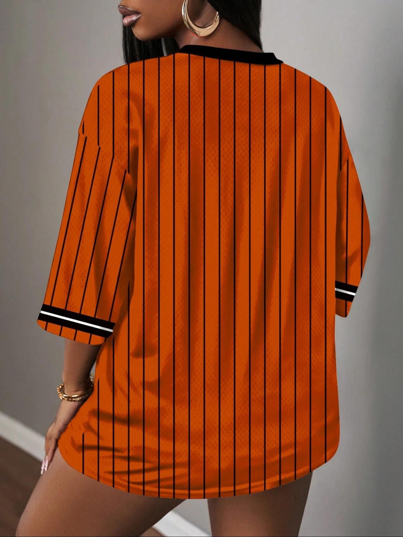 Women's Y2K Casual Simple Letter Brooklyn Graphic Print T-Shirt, Breathable Mesh Sports Ball Jersey, Streetwear Daily Wear Top, Athletic Sports Clothing