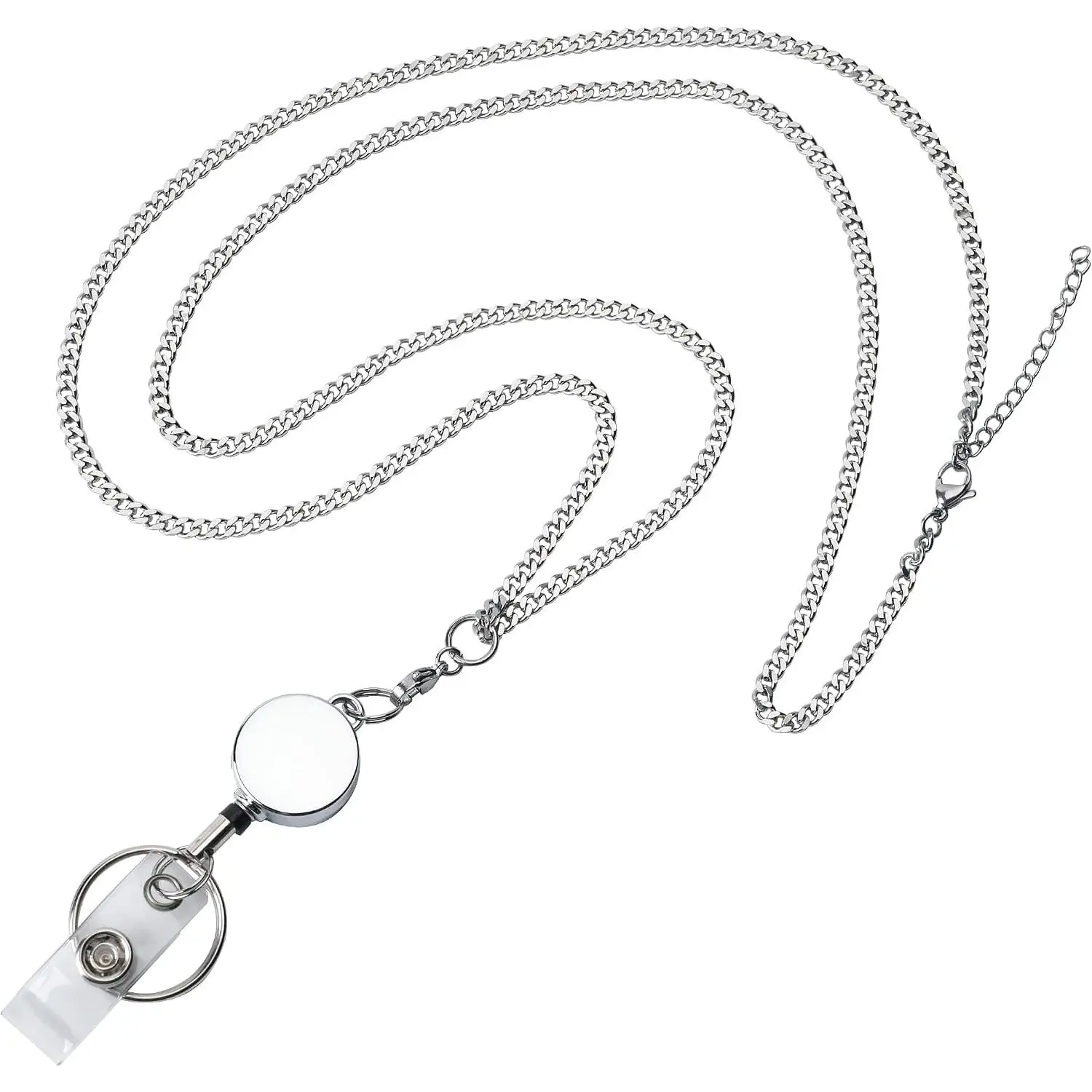 Retractable Stainless Steel Badge Lanyard for ID Badges,  | Fashion ID Holder Reel, For Women Teachers Gifts  Office Workers, Daily Work ID Badge Cruise Ship Key Card Lanyard