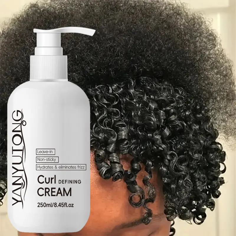 No-Rinse Curl-Defining Styling Cream 250ml For Curls, Plant Extract Formula for All Curl Types, Non-Greasy, Deep-Moisturizing & Anti-Frizz Curly Hair Cream for Bouncy Airy Volume