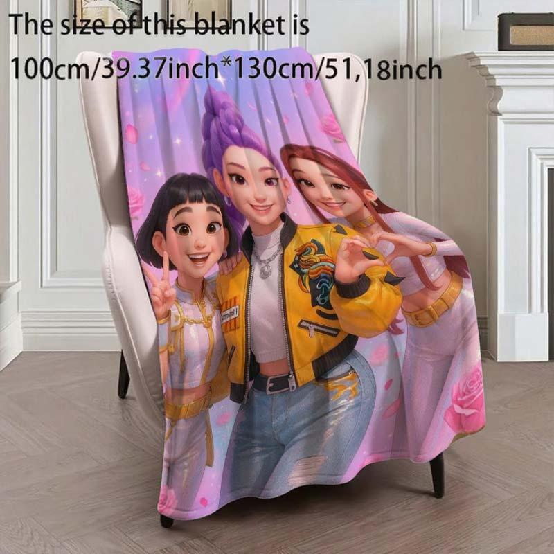 K-Pop Demon Hunter Soft Warm Blanket Comfort Bedding Cool Bedroom Accessory Lightweight Cozy Throw Halloween Christmas Gift