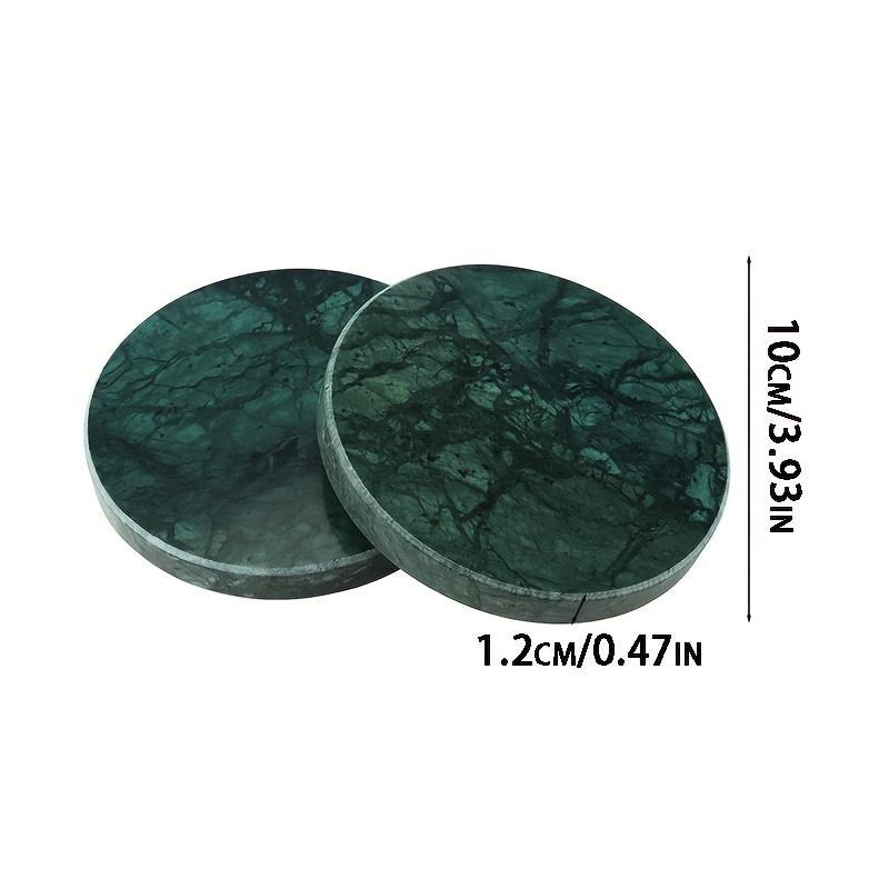 4Pcs Natural Marble Coasters with Holder, Heat Resistant Round Stone Table Protectors, Elegant Marble Pattern Drink Coasters for Coffee Table & Bar, Housewarming Gift.