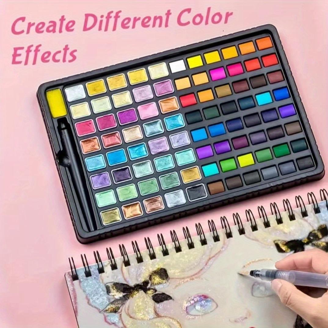 Watercolor Paint Set with Pearlescent Shades, 24/36/48/88 Colors Watercolor Paint Set with Brush & Portable Case, Ideal Gift for Creatives, Watercolor Paint Brushes