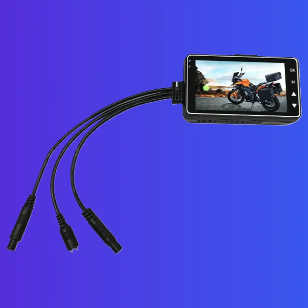 3.0 Inch Dual Lens Motorcycle Dash Cam, 720P HD Night Vision Loop Recording
