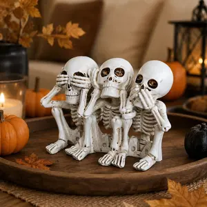 Vintage Skull Skeleton Halloween Home Decor Ornament, Retro Skull Art Craft, Spooky Season Decoration Piece, Unique Wall Hanging