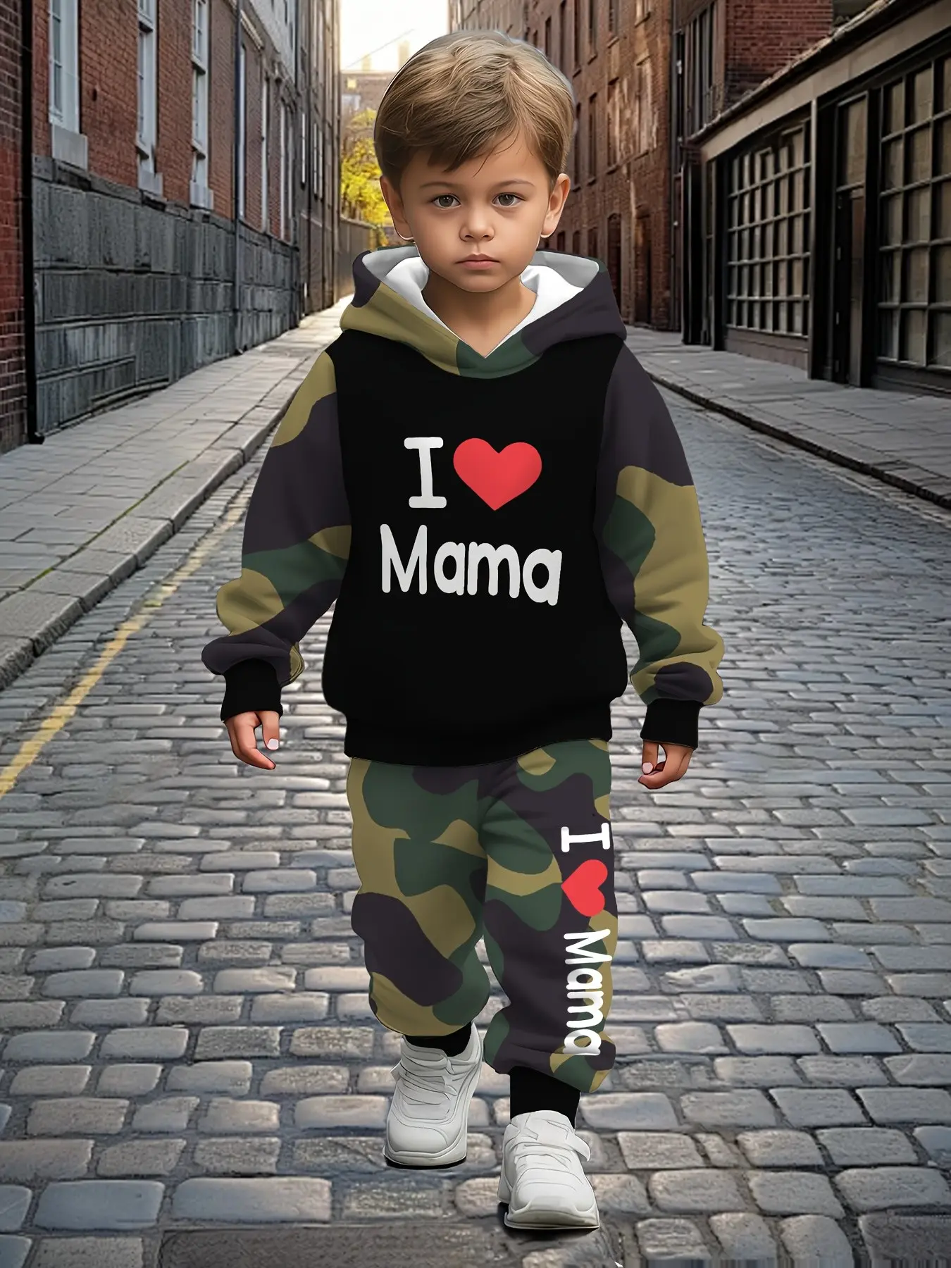 Boys' Printed Hoodie Set, 5 Styles Available, Two-Piece Hooded Sweatshirt and Pants, Casual Sportswear for Kids, Matching Set, Fall & Winter