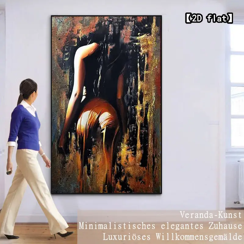 【2D flat】 Abstract artwork, female figure, 1 piece of 2D flat canvas painting, suitable for living room, office, bedroom decoration, perfect room decoration - cafe decoration - birthday, Halloween, Christmas gifts