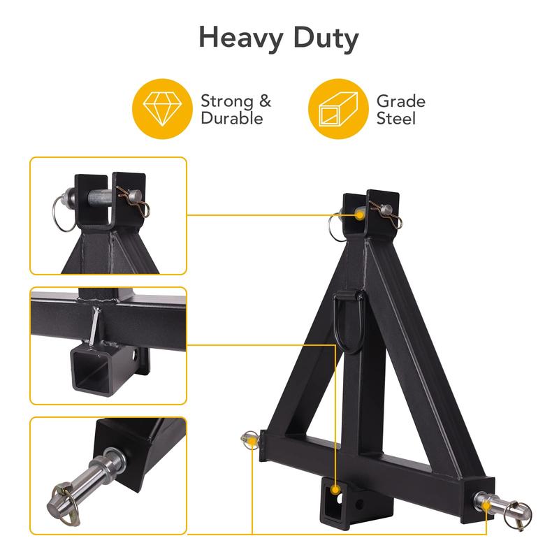 GARVEE 3 Point 2" Receiver Trailer Hitch Category 1 Tractor Tow Drawbar Adapter for BX Kubota, John Deere, LM25H WLM Tractor, NorTrac, Kioti, Yanmar, Cat