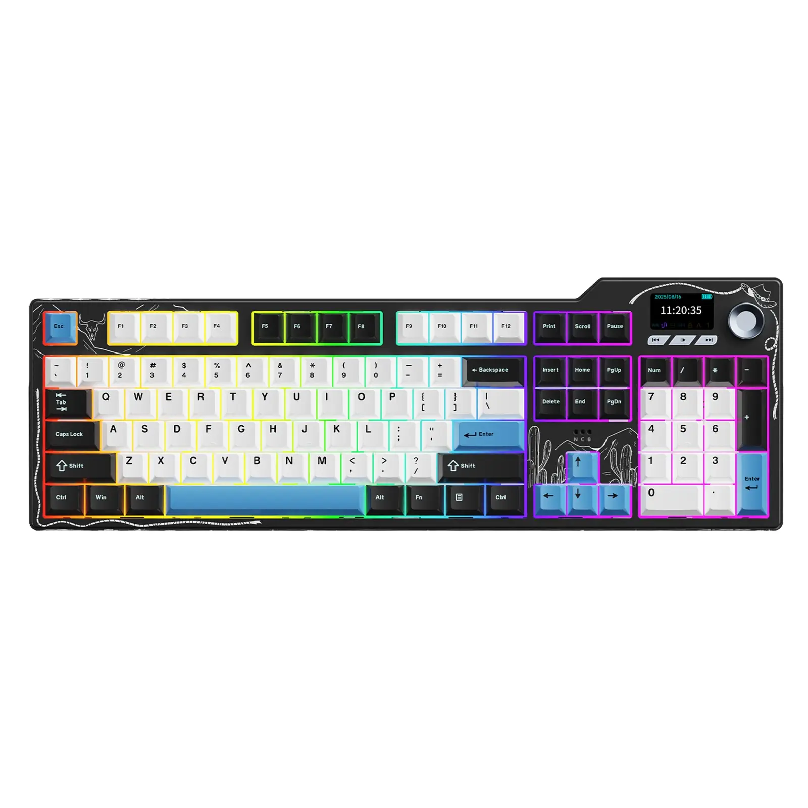 AJAZZ AK35I V4 customized wireless game mechanical keyboard avocado switch 1.14 inch TFT color screen the third mock examination large configuration computer office mechanical key RGB DIY support multi system for games and office Light Up Keyboard