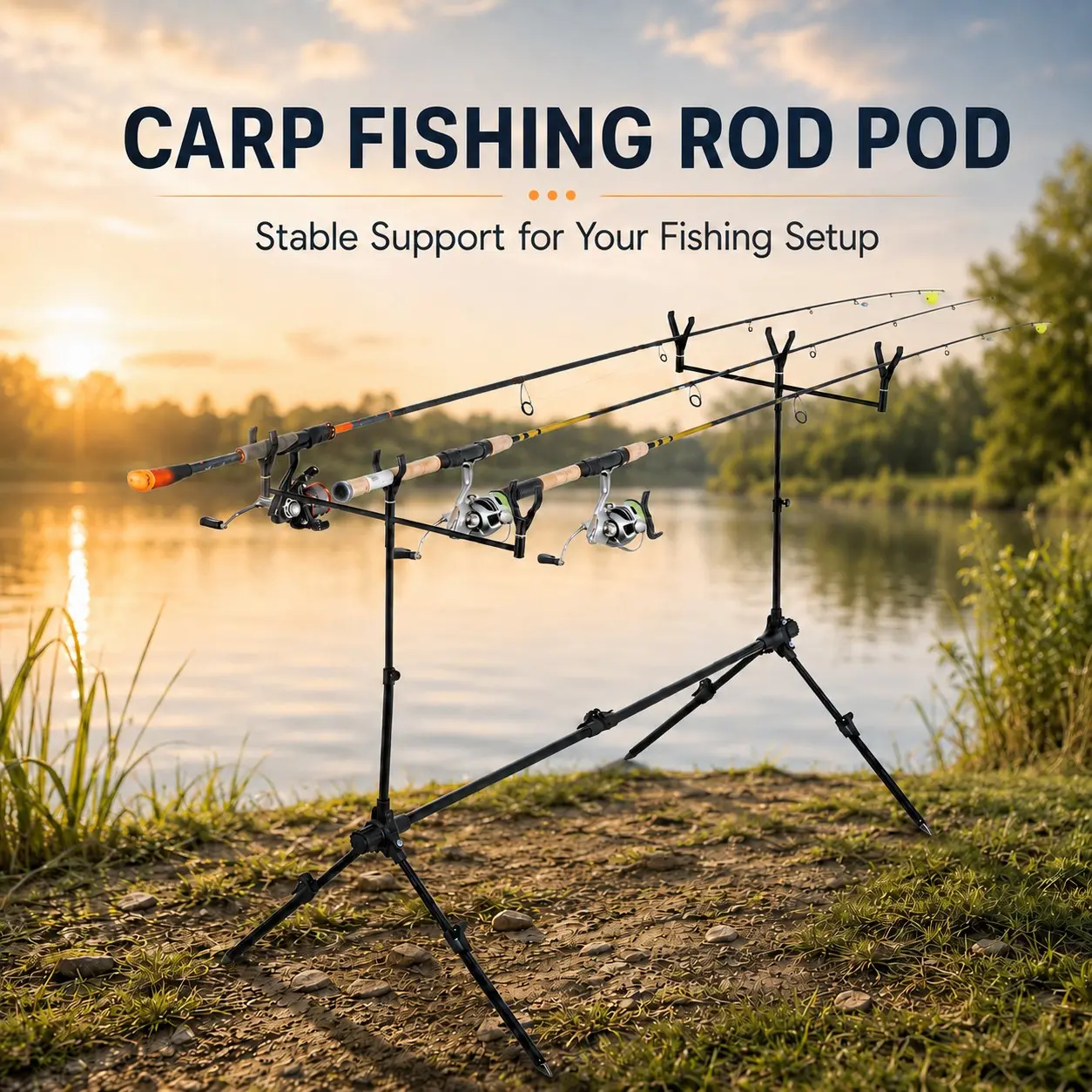 MBLN 3-Pole Fishing Rod Holder, Adjustable Extendable Fish Pole Stand, Sea Casting Hand Rod Remote Fishing Platform Support