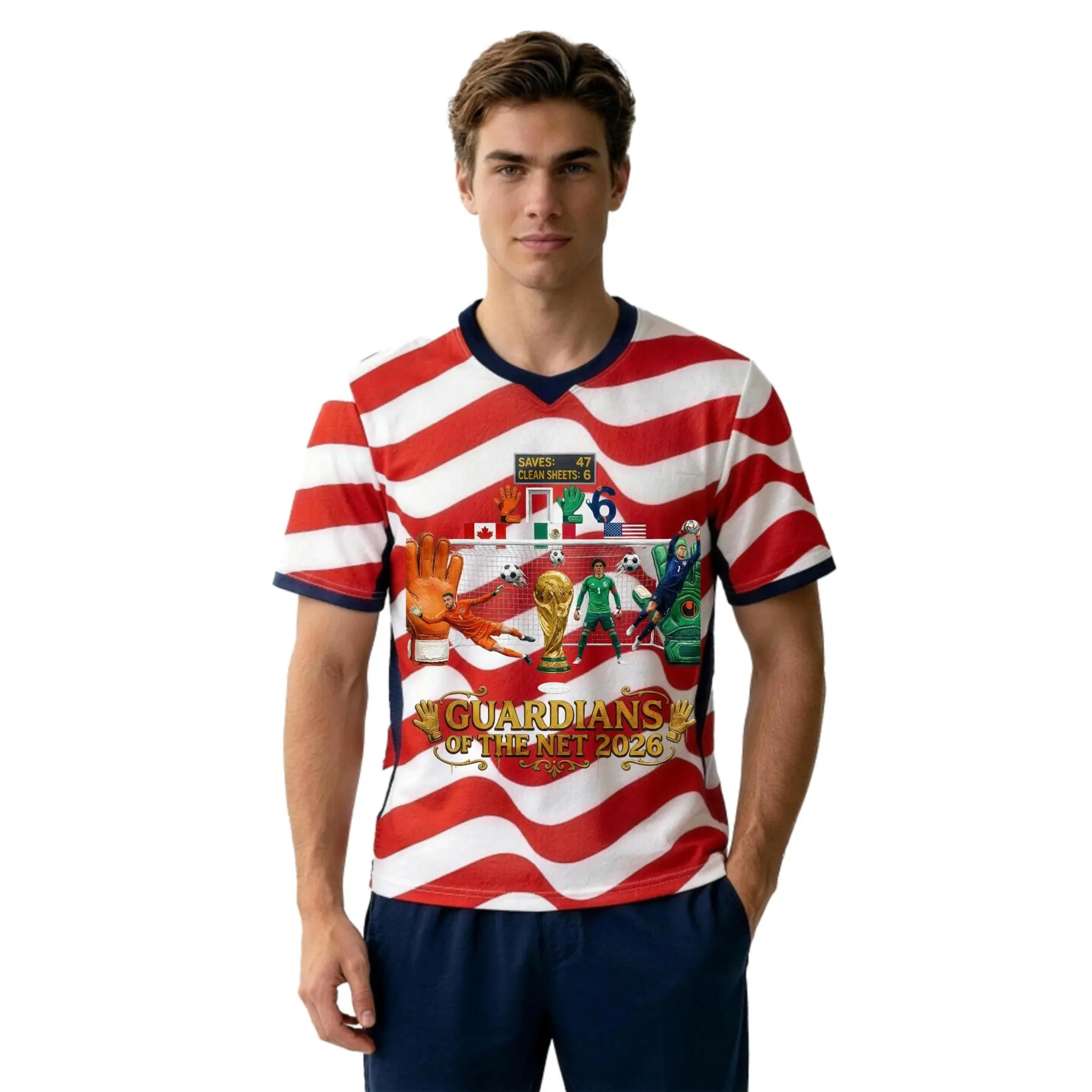 Sporty Men's Football Jersey with 'Guardians Of The Net 2026' Graphic, Sublimation Print Activewear for Sports Events & Football Fashion, Sporty Chic