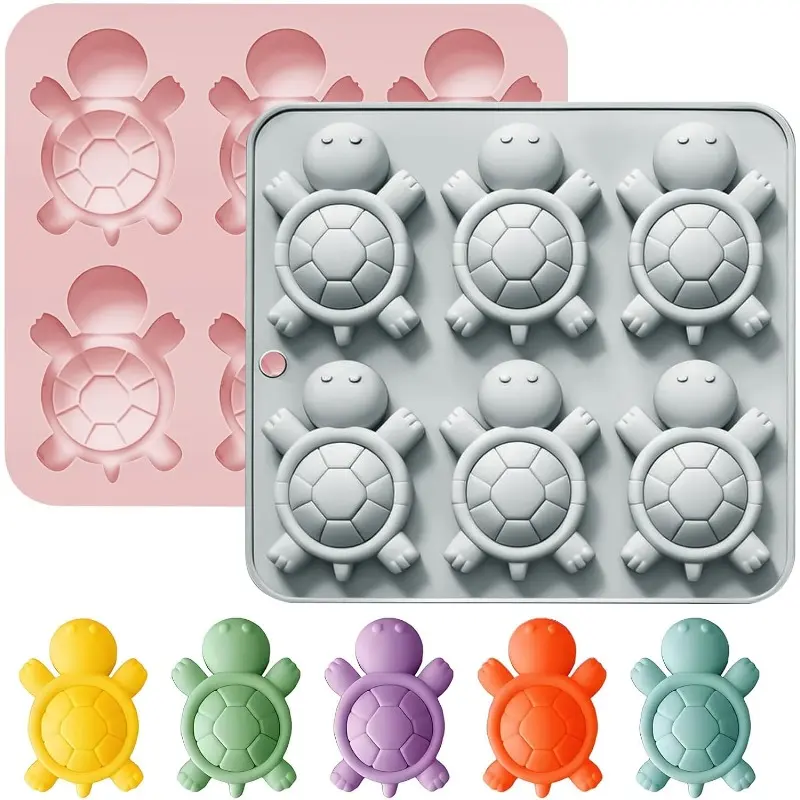 2pcs Turtle Silicone Mold, Reusable Easy Release Scented Soap Casting Tool, Fun Animal Shape Design, Ideal for DIY Crafts & Home Decor Projects