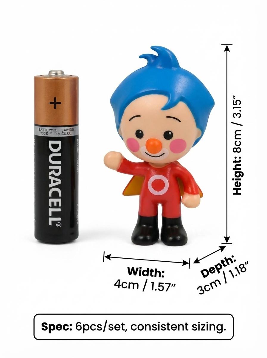 6 PCS Plim Plim Action Figures Set Mini PVC Cartoon Toys Cute Clown & Animal Friends Collectible Model Dolls for Kids Birthday Party Favors Cupcake Toppers Baby Shower Decorations Boys Girls Toddlers Gift Viral Nursery Figure