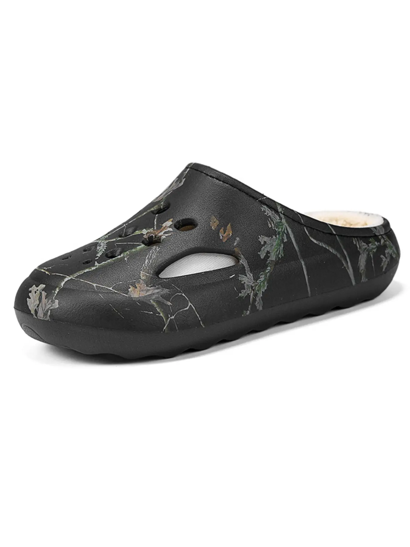 Natural Tree Pattern Camo Slippers, Seamless Eva Sole, Breathable Air Circulation, Shock Absorption, Soft Warm Lining, Fall Winter Comfort Shoes, Breathable Casual Slipper