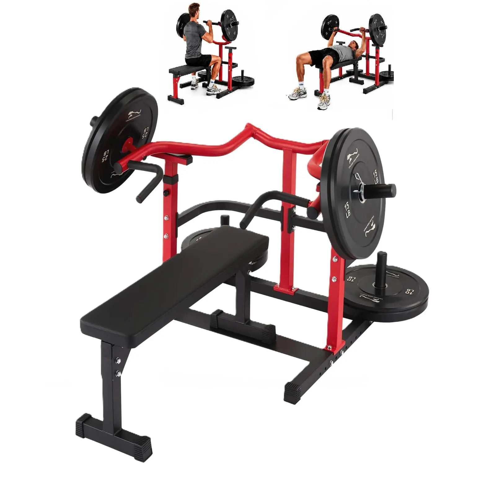 GARVEE Chest Press Machine - Compact Home Gym Strength Training Equipment with Independent Arms, Adjustable Flat Weight Bench for At-Home Workouts