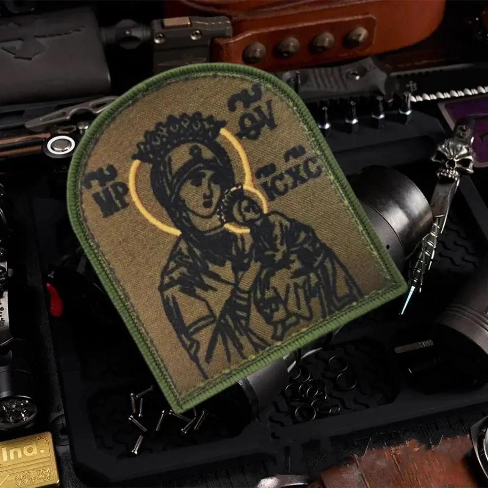 "Virgin Mary" Tactical Camo Patch Printed Hook&Loop Patches for Backpack Military Morale Badge Army Armband Applique Hat Stickers