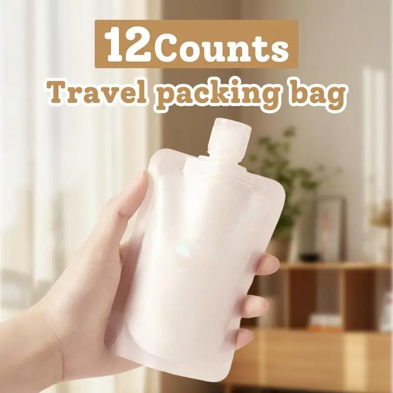 Reusable Plastic Bags, Squeeze Bulk Bags, Adult Travel Drink Transparent Juice Organiser Bags, 12 Pack, Durable & Eco-Friendly Packaging