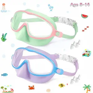 Kids' Snorkeling Mask with Nose Cover，Swim Goggles,  2-Pack Kids Swim Goggles with Nose Clip, Wide-Angle Anti-Fog UV Protection, Durable Lens, Suitable for Ages 5-14, Perfect for Swimming, Water Goggles
