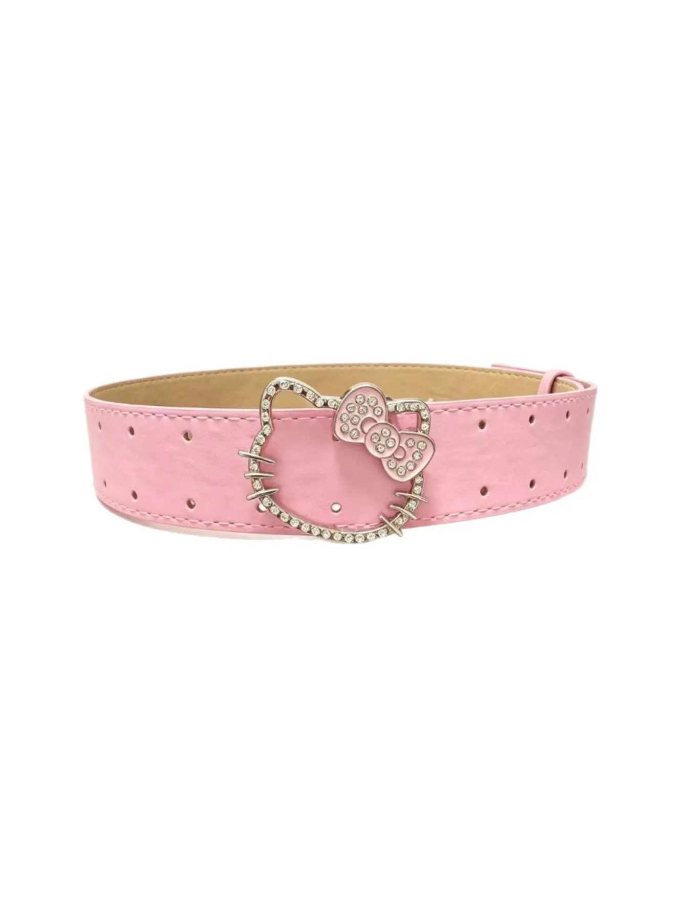 Sweet Heart Rhinestone Cat Buckle Belt for Women, Cute Belts, Y2K Style Decorative Waistband, Versatile Wide Belt for Jeans, Fashion Accessory