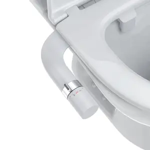 Ultra-Slim Dual Nozzle Non-Electric Bidet Attachment, Choice of Controls, Includes Portable Bottle, Fits Standard Toilets