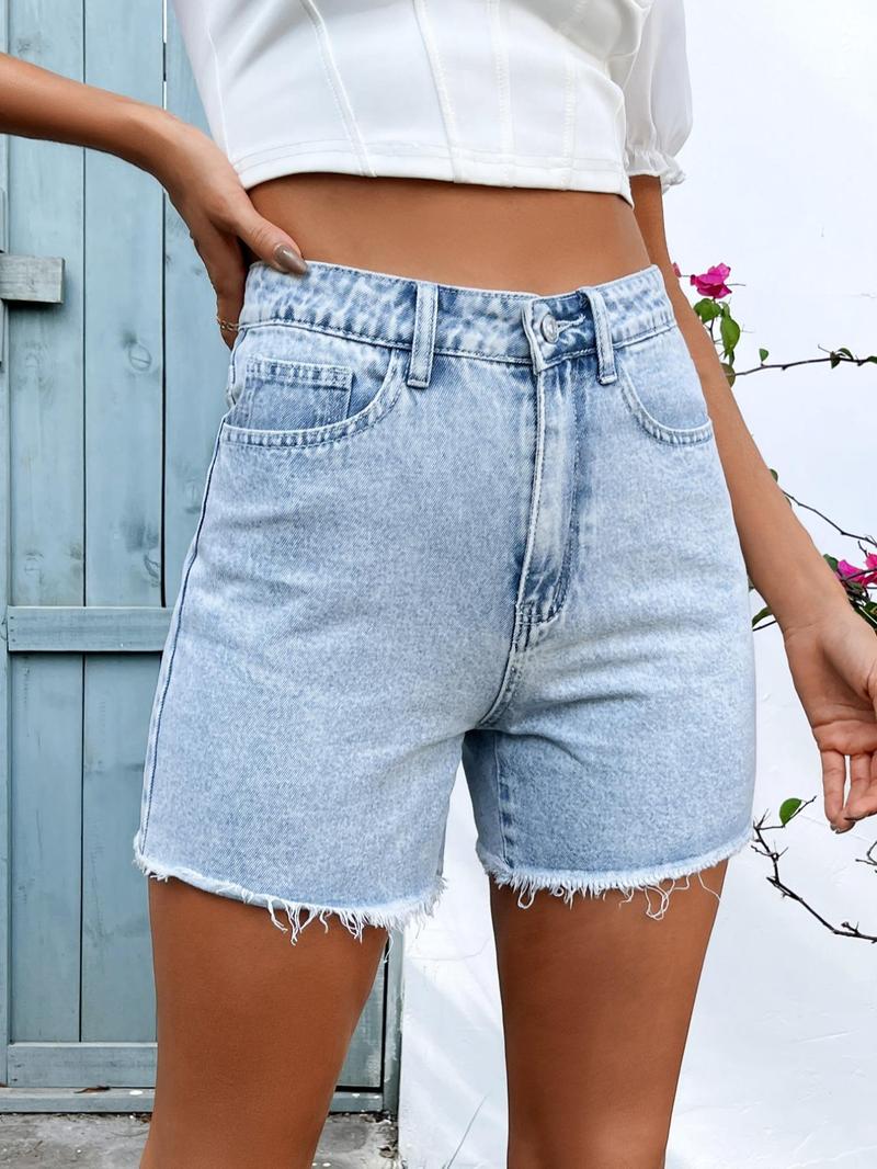 Women's Denim Shorts, Fashion Casual High Rise Shorts for Daily Outdoor Wear, Ladies Bottoms for Summer
