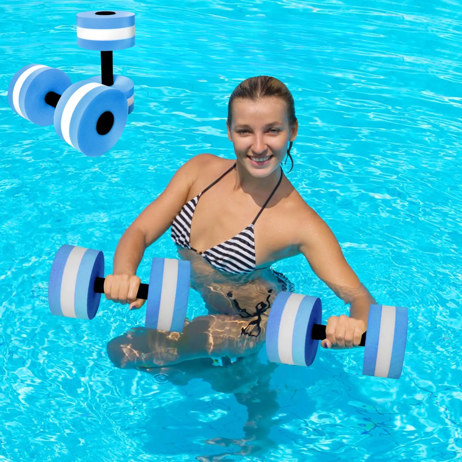 2-Pack Water Dumbbells, Eva Foam Pool Dumbbells, High-Density Aquatic Resistance Trainer, Floating Water Dumbbells, Pool Fitness Barbell