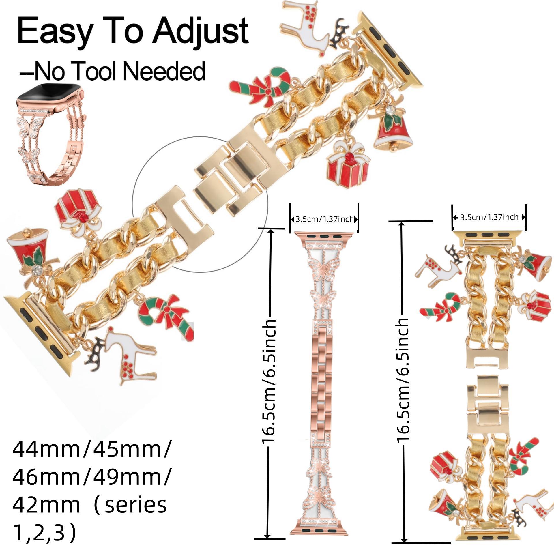 Smart Watch Bands, 2 Counts Stylish Watch Band with Unique Pendants, Replacement Watch Band for iWatch Series, Gift for Wife