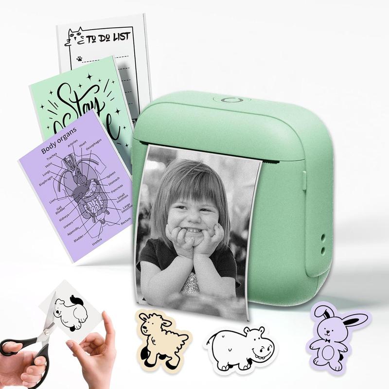 Mini Sticker Printer, 1 Set Portable Bluetooth-compatible Thermal Pocket Printer, USB Charging Printer for Study Notes & Gifts, Portable Thermal Printers