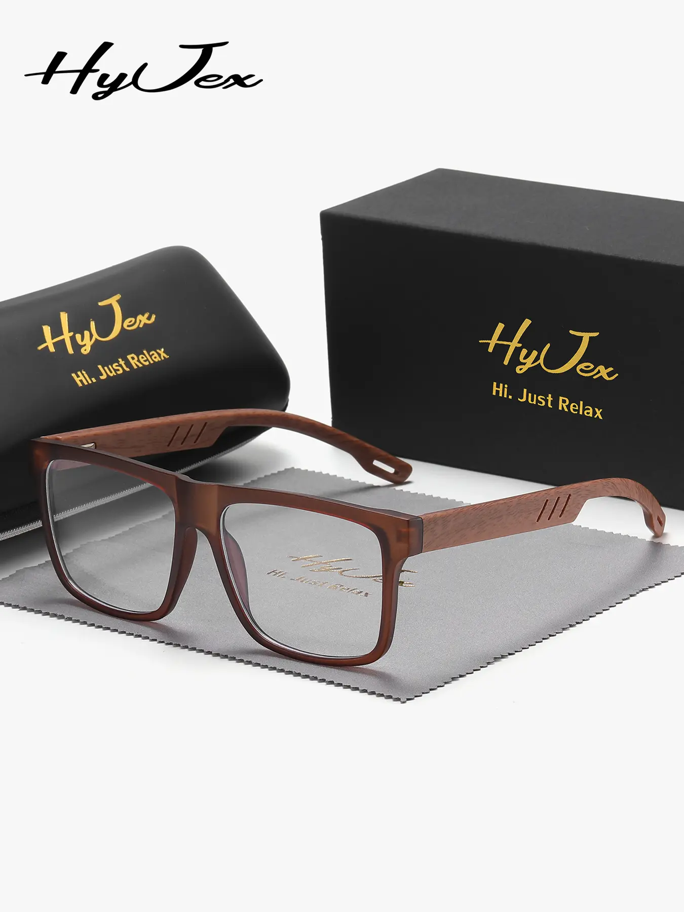 HyJex 1 Piece Unisex Quiet Luxury Full Frame Plaon Glasses Steady Temperament Square Frame Plaon Glasses