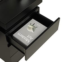 Sikaic 2PCS Nightstand with LED Lights Charging Station Black Modern Bedside Table