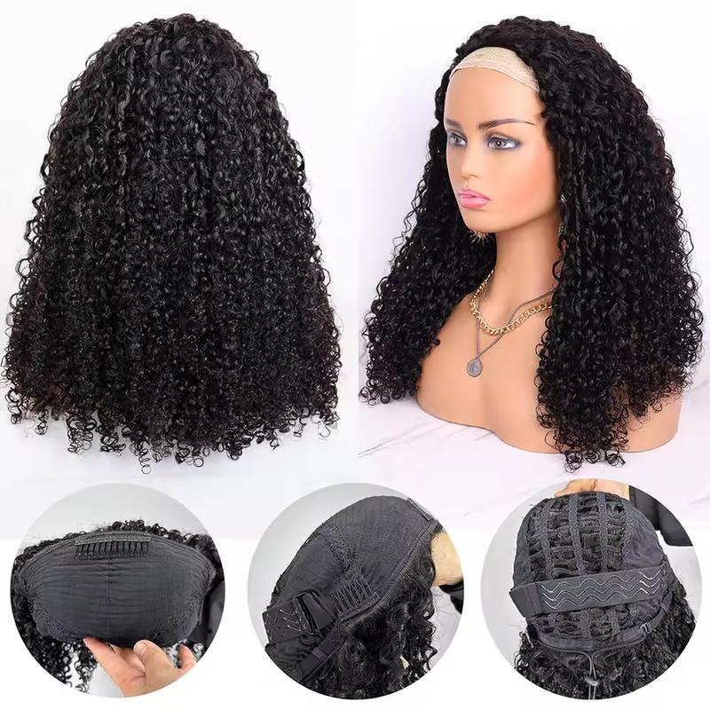 [3 IN 1] Half Wig Beginner Friendly Glueless Human Hair Wigs Deep Wave Seamless Flip Over Half Wig Invisible Hairline Kinky Curly Wigs for Women With Drawstring