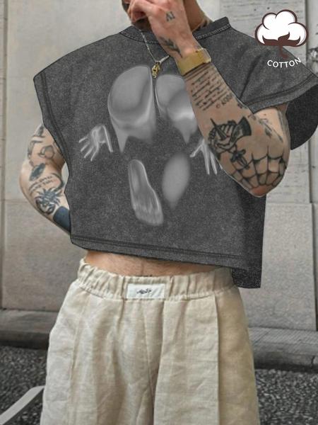 Men's Solid Color Crop Tank Top, Regular Fit Casual Sleeveless Round Neck Top for Summer, Fashion Men's Clothes for Daily Wear