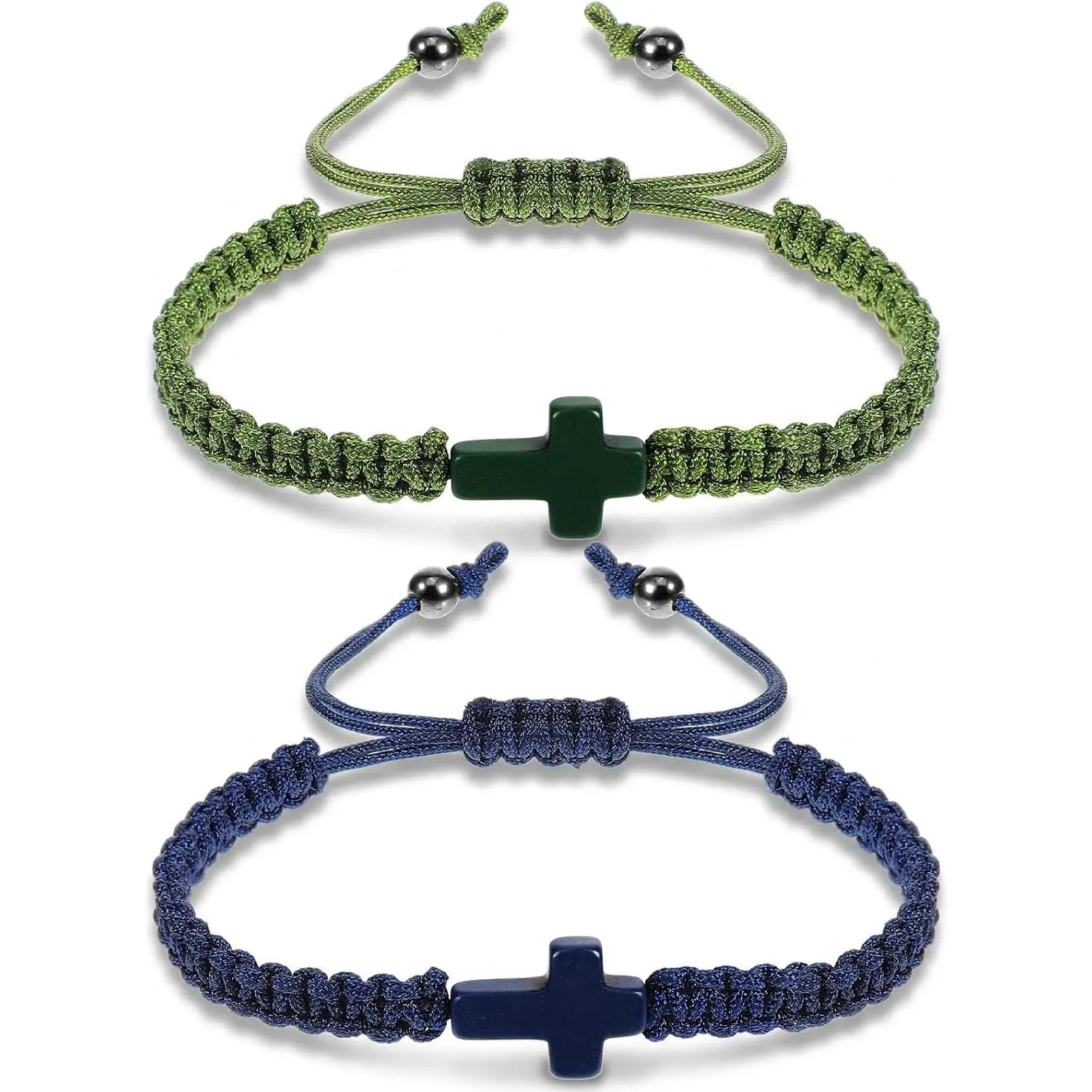 Adjustable   Braided Rope Bracelet for Man Women,2 Pcs | Christian Faith Prayer , Inspirational Religious Woven Couple Friendship Bracelet, Easter Thanksgiving