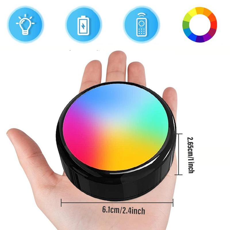 LED Puck Dimmable Night Light, Battery Powered LED Cabinet Light With Remote & Touch Control For Closets, Bedroom Walls, Cabinets, Walkways