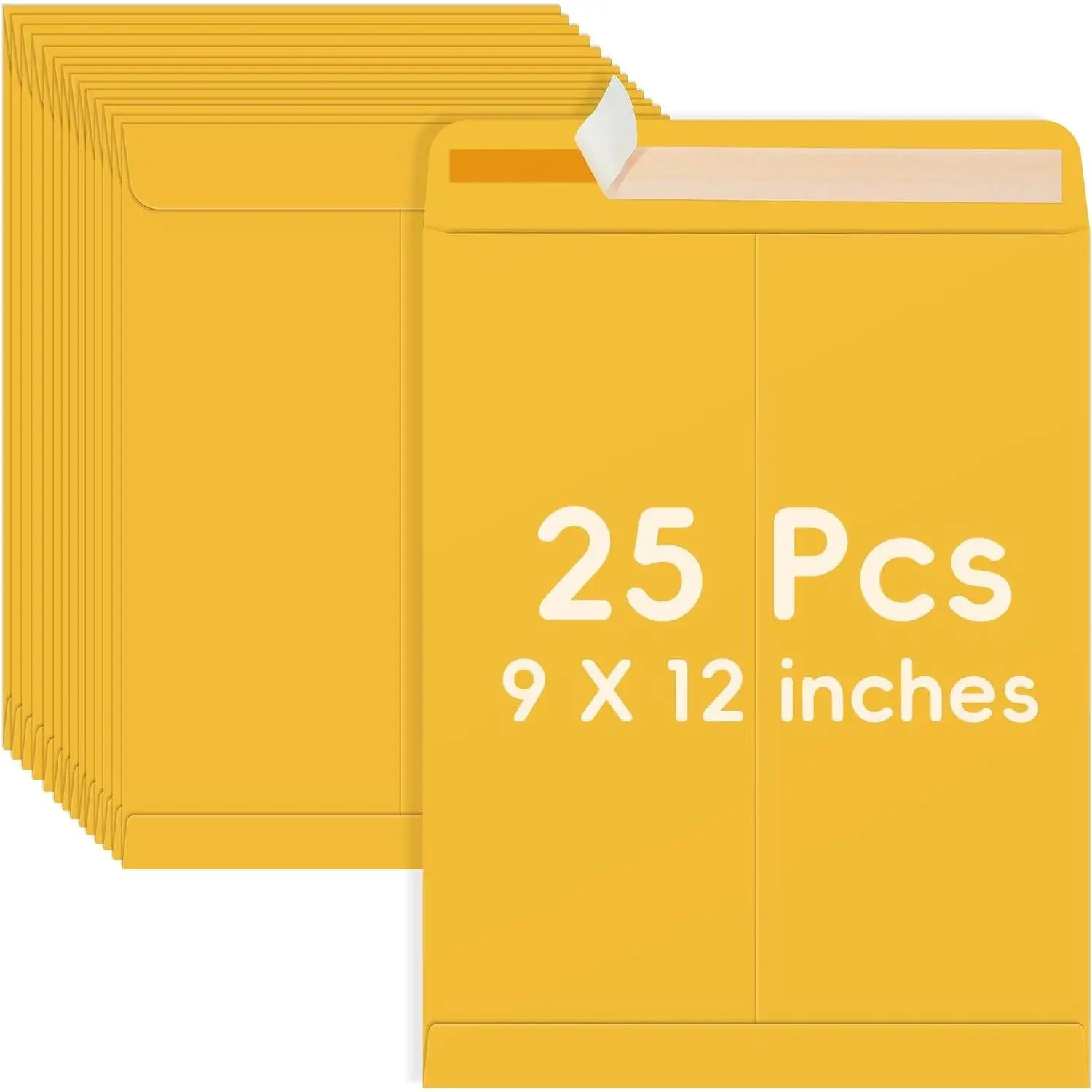25 Pack 9x12 Self-Seal Brown Manila Catalog Envelopes - Letter Size for Mailing, Organizing, Storage, Home, Office, Business(Gift)