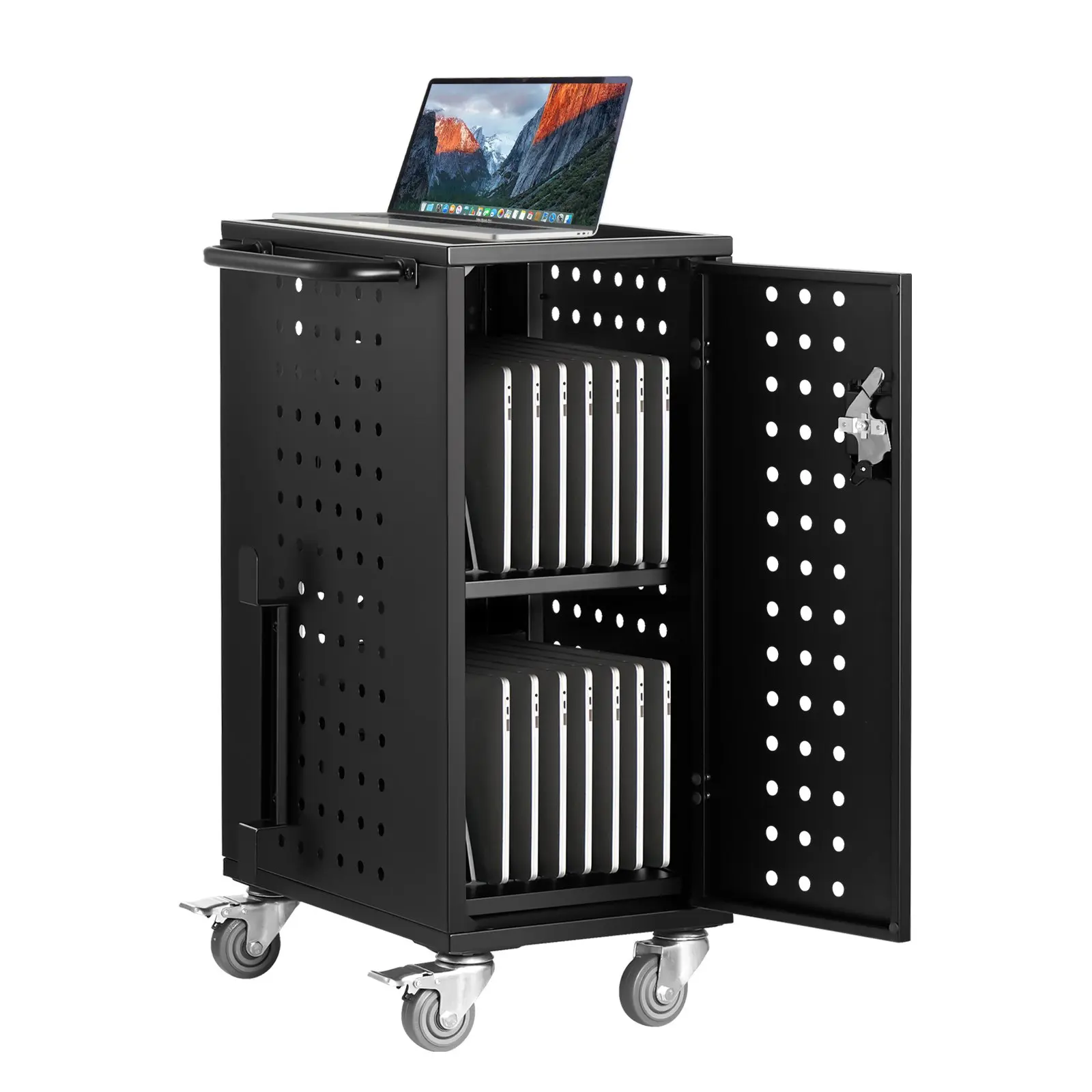 Charging Cart, 16 Device Mobile Charging Station, Up to 15.6 in Screen Size, Office and Classroom Mobile Charging Cart, for Chromebook, Tablet and Laptop