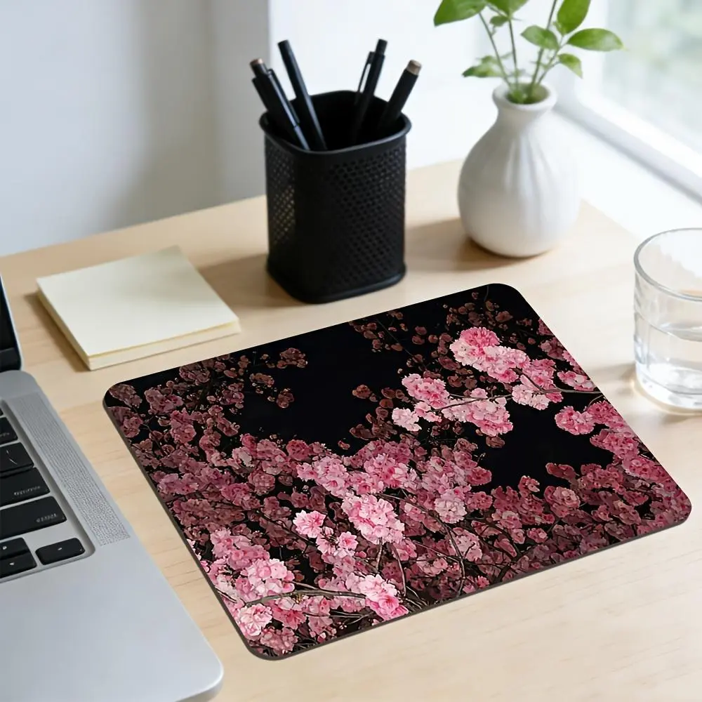 Pink Cherry Mouse Pad - Anti-Slip Rubber Base Mouse Pad for Desks, Computers, Laptops