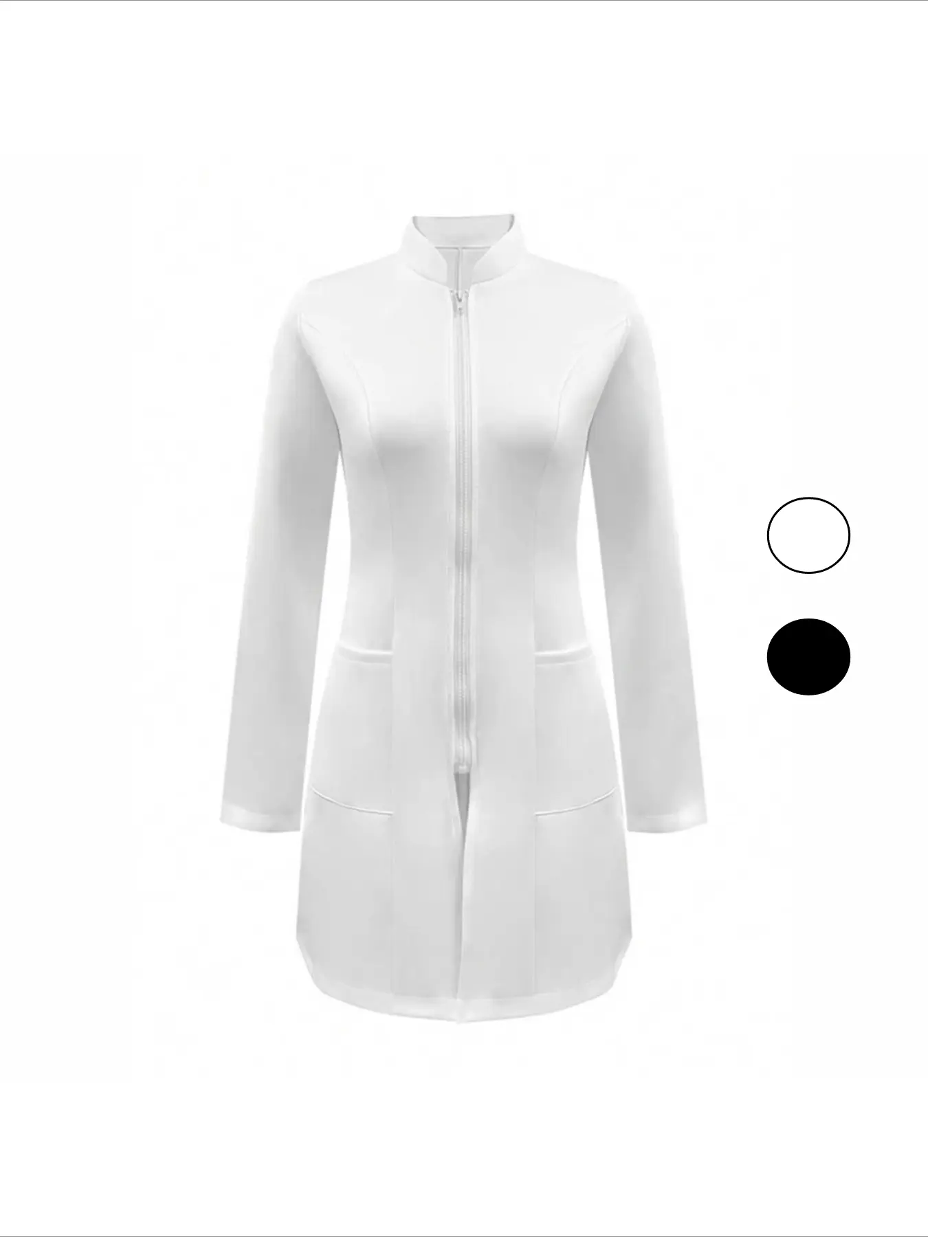 Women's Doctor White Coat Summer Fashionable New Long - sleeved Slim Fit Dress Ideal as workwear for female nurses in beauty salons providing a stylish look