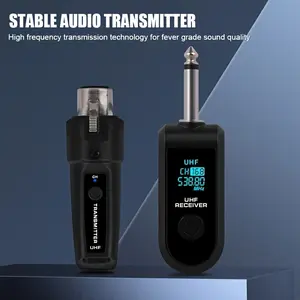 K-007 1-to-1/1-to-2 wireless microphone transceiver, XLR microphone wireless system, rechargeable wireless microphone adapter for mixer, dynamic microphone, electric guitar bass, live mixer