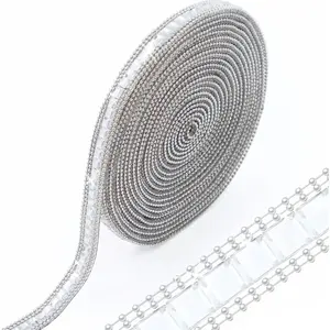 3.3 Yards   Rhinestone Ribbon Roll Rhinestone Strips Beaded Trim Bling Tape  Glitter Bedazzling DIY for Party Dress Wedding Wedding Cake Decoration