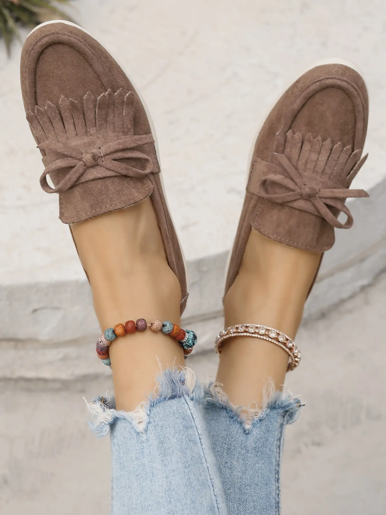 Vintage Metal Chain Thick Sole Loafers for Women, Slip-On Lazy Single Shoes, Simple Round Toe Design, Casual Daily Wear, Versatile Comfortable Footwear