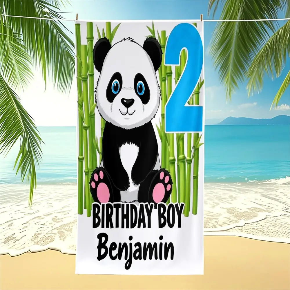 Custom 2nd Birthday Boy Panda Duvet Cover Set, Personalized Bamboo Print Bedding Set with Crisp Digital Print, Includes 1/2 Pillowcases - without Core, Kids Birthday Gift