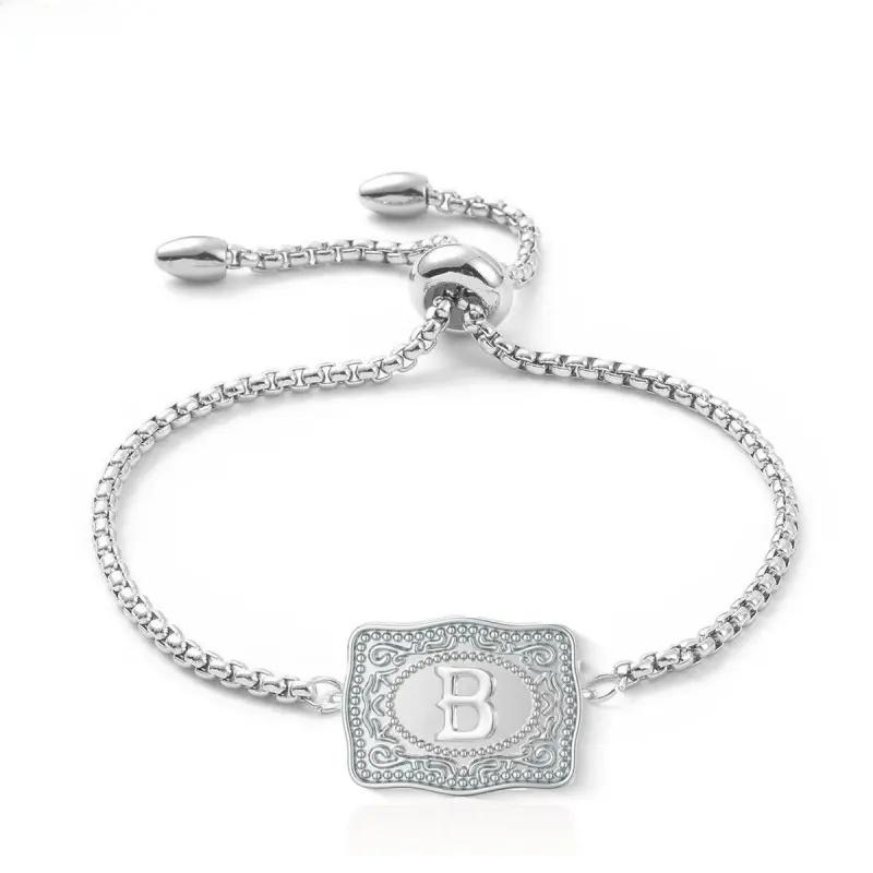 26 English Alphabet Belt Buckle Bracelet Embossed Copper Bracelet Belt Buckle Bracelet Jewelry
