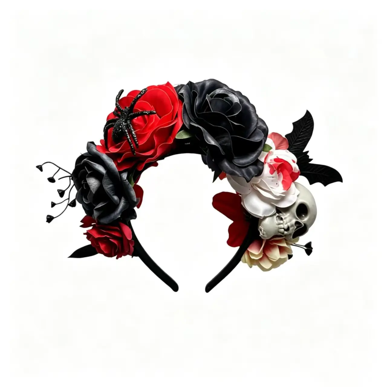 Halloween Colorful Rose Hairband, New 3D High-Quality Skull Bat Spider Hat Headwear, Party Decoration Accessories