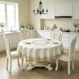 1pc Luxury Elegant Embroidered Tablecloth, Round Square Rectangular, Durable Easy Clean Reusable Heat Resistant Non-Slip, Home Party Wedding Decor