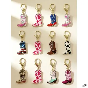 12pcs Vintage Cowboy Boot Keychains, Western Alloy Key Charms for DIY Bag Accessories, Wedding & Birthday Party Favors, Cowboy Diy Bag Accessories