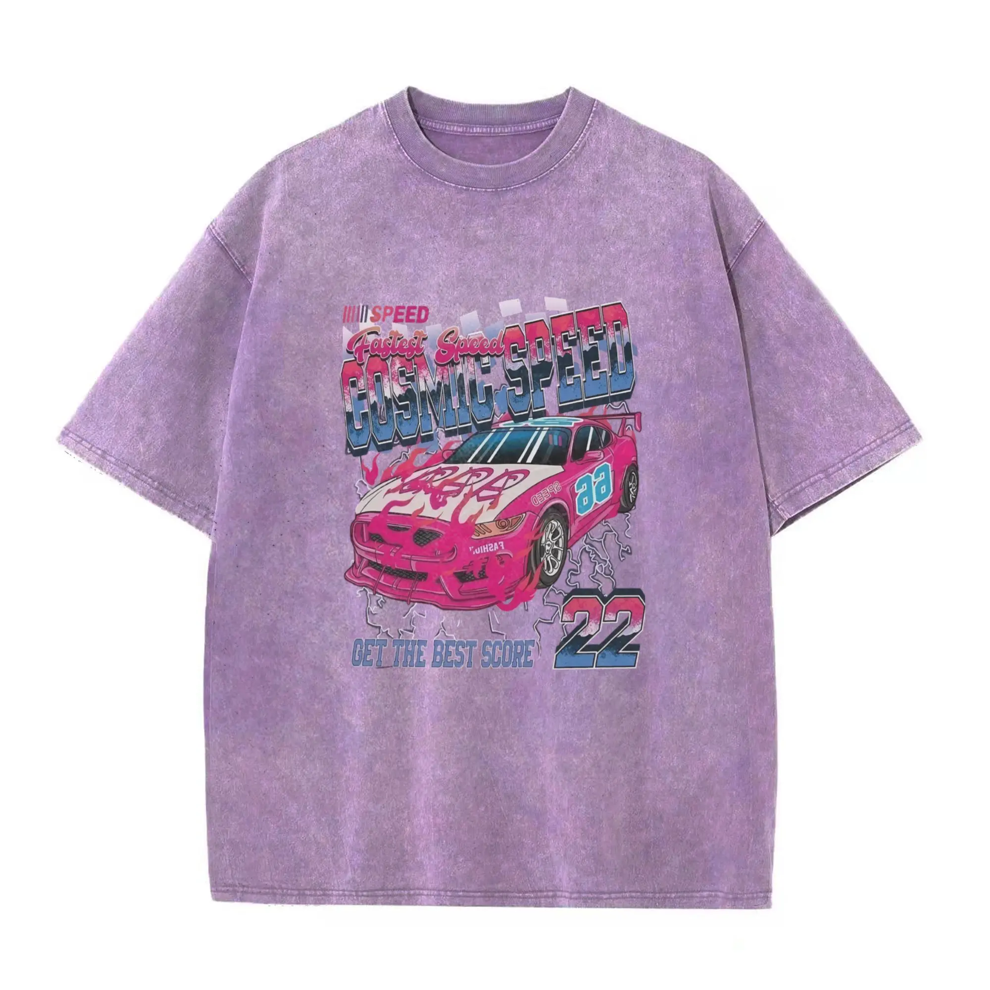 Vintage Washed Pink Race Car Graphic Oversized Black Cotton T-Shirt, Retro Motorsport Streetwear Tee, Casual Cosmic Speed Racing Top for Men Women, Same Day Order Dispatch
