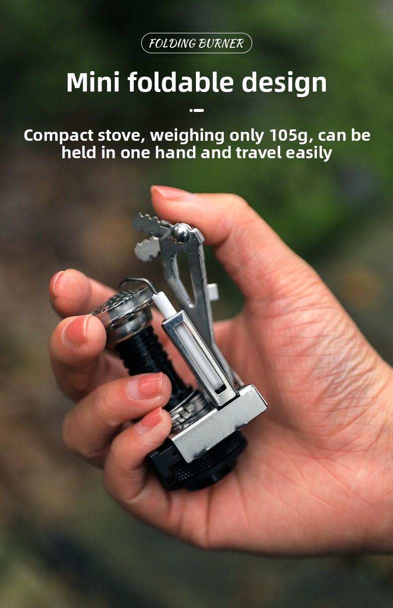 Portable Backpacking Stove Mini Camping Stove with Electronic Ignition All-in-One Outdoor Cooking Gear for Backpacking Travel Hiking Picnic Wild Camping